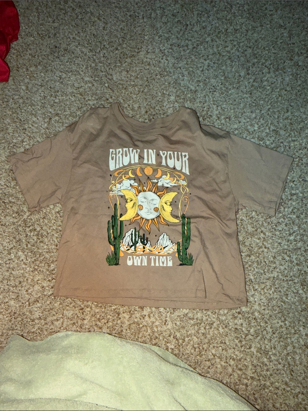 OG Collective crop top brown "Grow in Your Own Time".